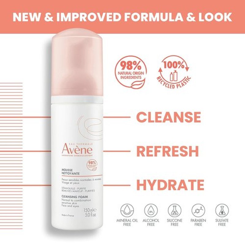 Avène Cleansing Foam - Gentle Face Wash for All Skin Types | 5.07 oz