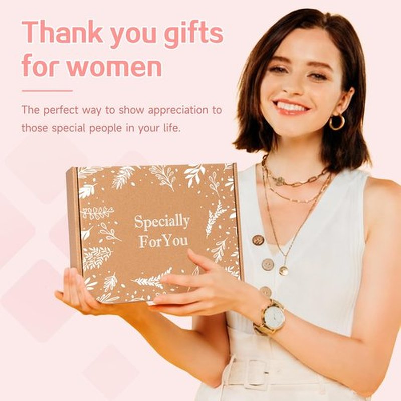 Thank You Gifts for Women, Appreciation Gift Box for Coworkers, Teachers, Nurses, Employee Appreciation Gifts w/ Notebook, Candle, Relaxation Spa Thank You Gift, Pink