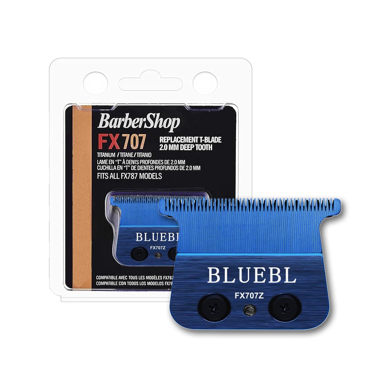 TRAH FX707B Blue DLC Replacement Blades Compatible with BaByliss Barberology FX787 & FX726 Trimmer Blade,DLC 2.0 Trimmer Replacement Blades