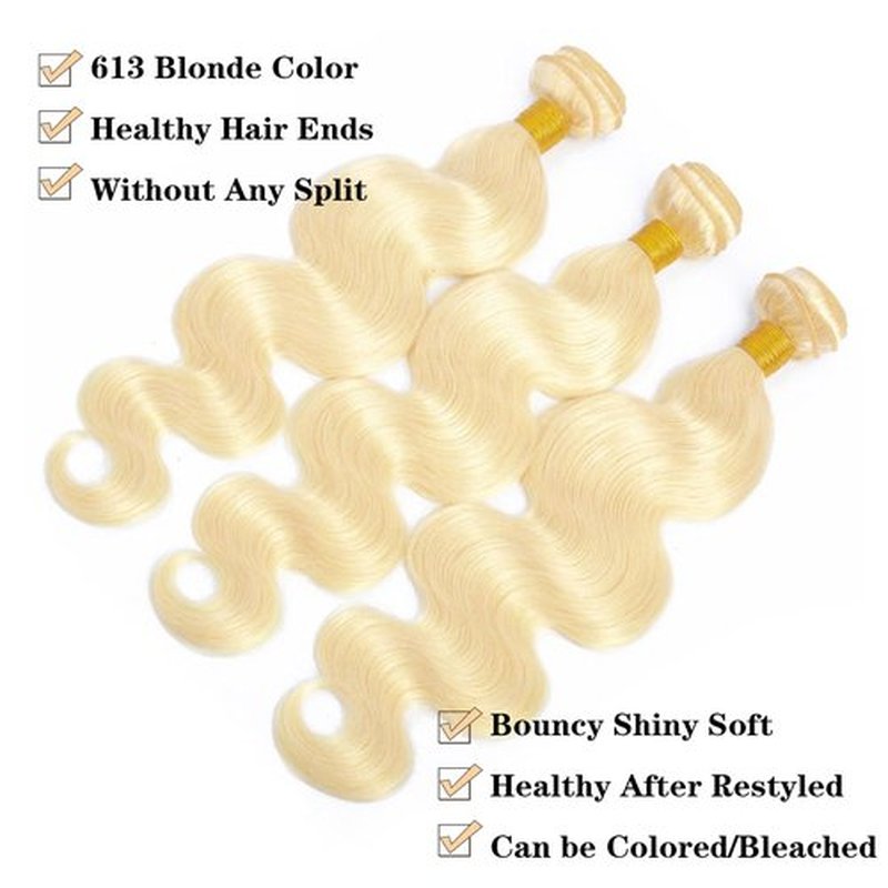 ROYAL IMPRESSION 613 Blonde Bundles Human Hair 22 Inch 12A Grade 613 Body Wave Bundles 100% Unprocessed Brazilian Virgin Human Hair Bundles 1 Bundle Human Hair 613 Blonde Hair Bundle