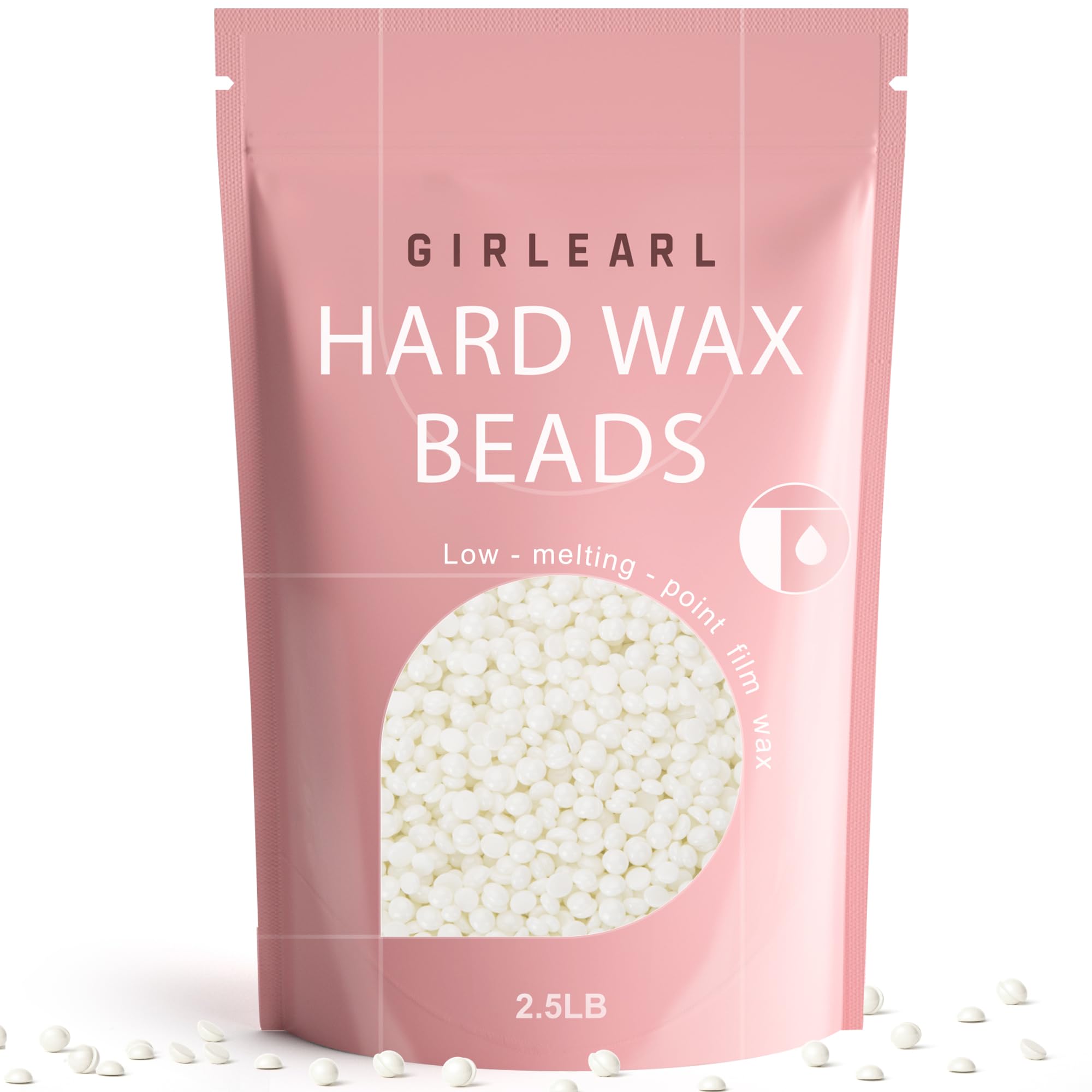 GIRLEARLE 2.5lb Unscented Wax Beads for Hair Removal, Brazilian Bikini Hard Wax for Women Men, Hard Wax beads Perfect for Full Body Legs, Face and Underarms at Home Waxing Beads for Sensitive Skin