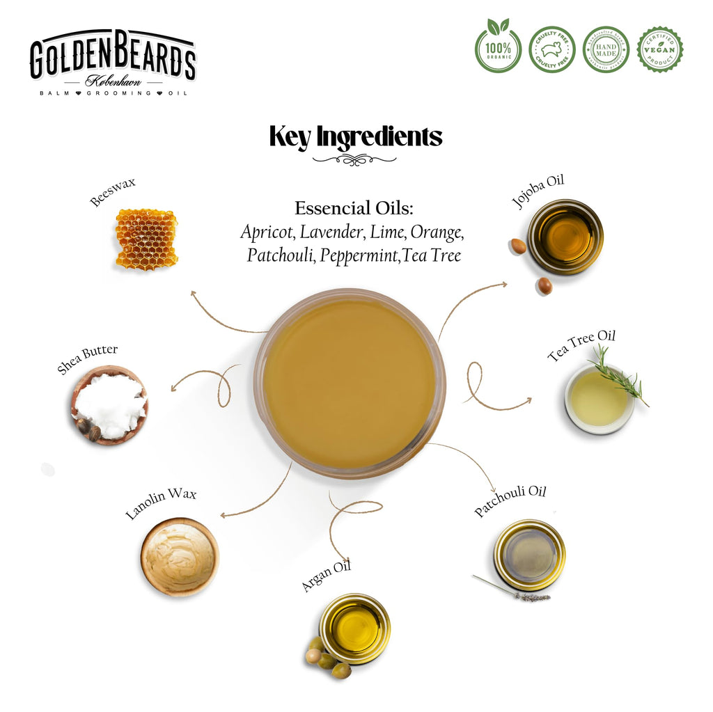 Golden Beards Organic Hair Pomade – 3.3 oz – Natural Styling Cream with Medium Hold & Matte Finish – Handmade, Vegan & Cruelty-Free Hair Grooming