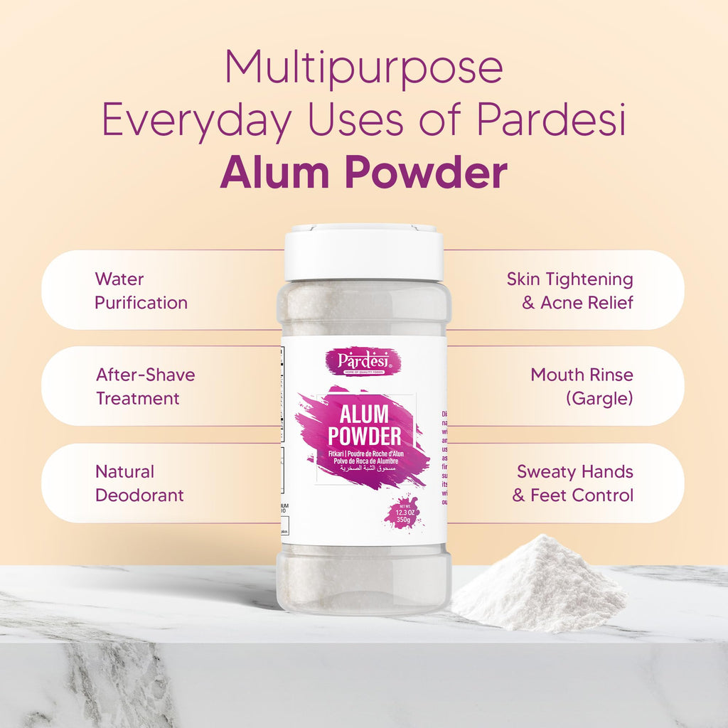 Pardesi Alum Powder (Fitkari Phitkari) 350g, Fine Potassium Alum