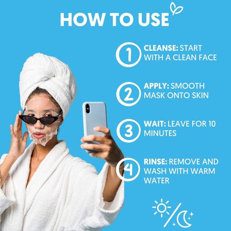 By Nature 2% Hyaluronic Acid Sheet Face Mask for Dry, Dehydrated & Sensitive Skin – Hydration Boost with Prickly Pear & Squalane – Made in New Zealand – Pack of 12