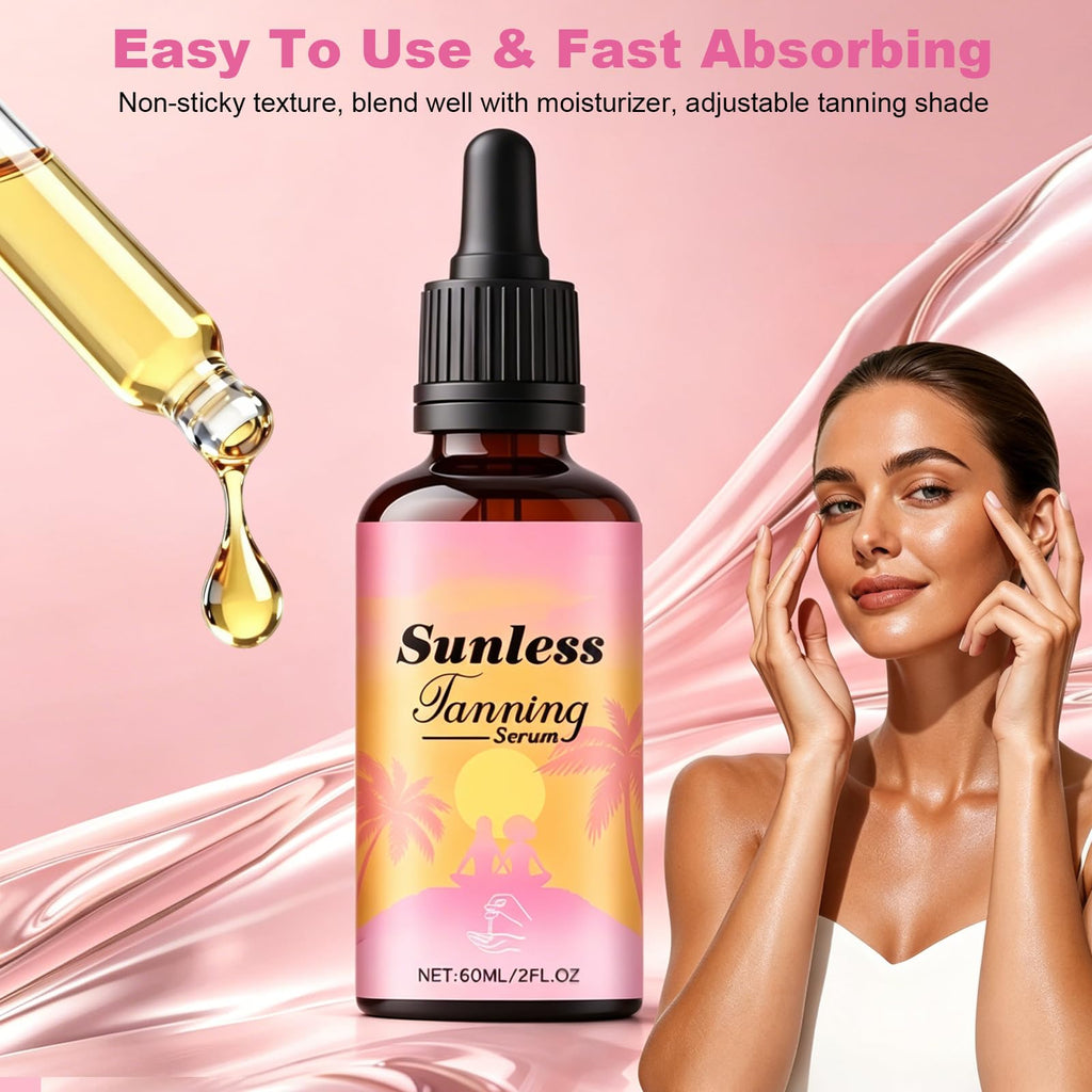 Sunless Tanning Drops for Face & Body - Plant Based Self Tanner Drops, Streak-Free Customizable Bronzing Serum, Natural Glow, Moisturizing, Cruelty-Free Self Tanning Serum for All Skin Tones, 60ml