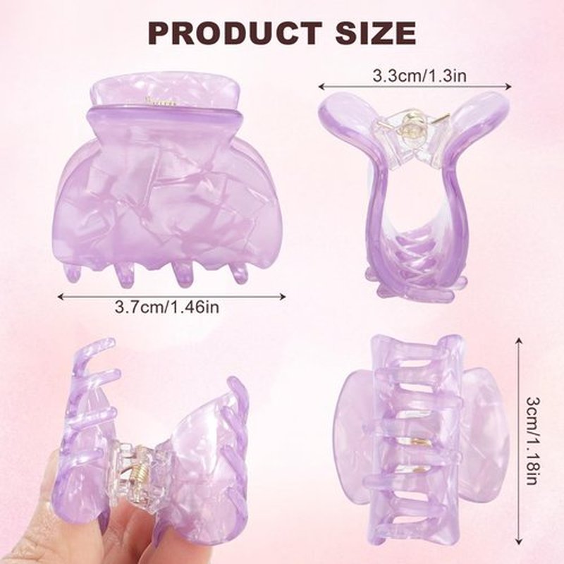 HAIMEIKANG 6 Pcs Small Acrylic Hair Claw Clips for Women and Girls - Mini Hair Clips for Thin/Medium Fine Hair, Non-slip Jaw Clips