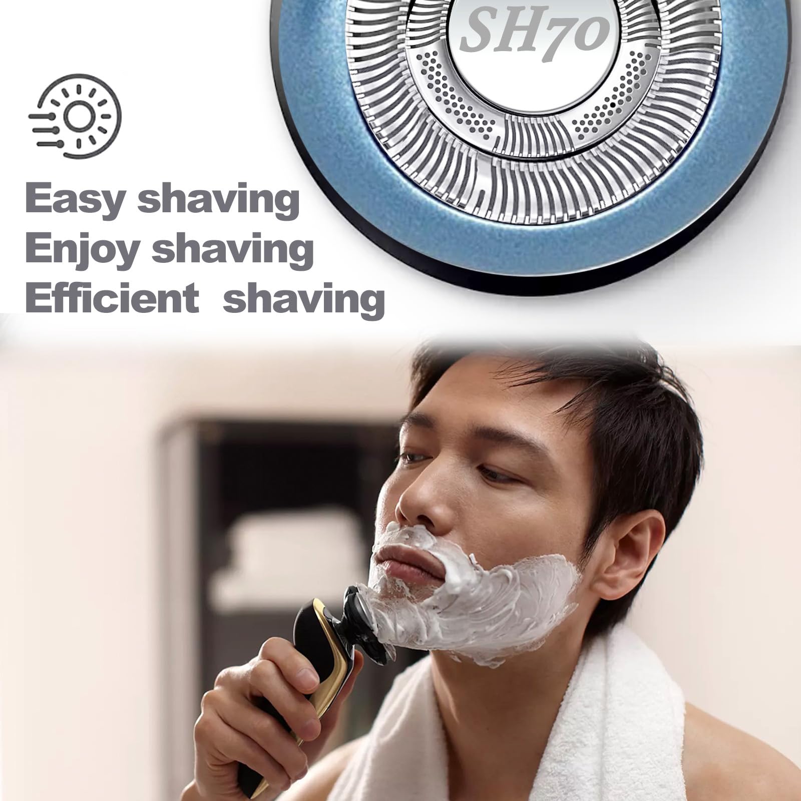 SUPERNB SH71 Replacement Heads for All Series 7000 9000 and Series 5000 Angular, Dual Ring Mesh for Efficient Shave, Fits S5xxx/S6xxx/S7xxx, 3-Pack