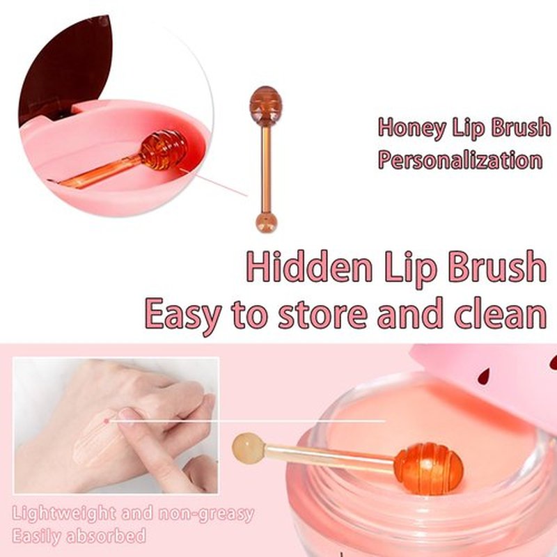 3 Pcs Bee Lip Balm Honey Pot, Honey Strawberry Watermelon Lip Mask Overnight, Moisturizing Sleeping Lip Mask, Hydrate Repair Prevent Dry Cracked Lip Care (Honey+Strawberry+Watermelon)