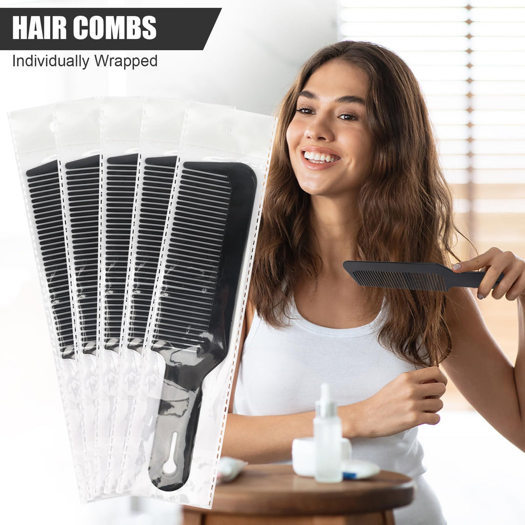 NICEMOVIC Barber Hair Cutting Blend Fade Combs 6 Pack for Hair Stylist, Barber Supplies Accessories, Individually Wrapped Clipper Fading Flat Top Blending Comb for Fades & Men Haircut (Black)
