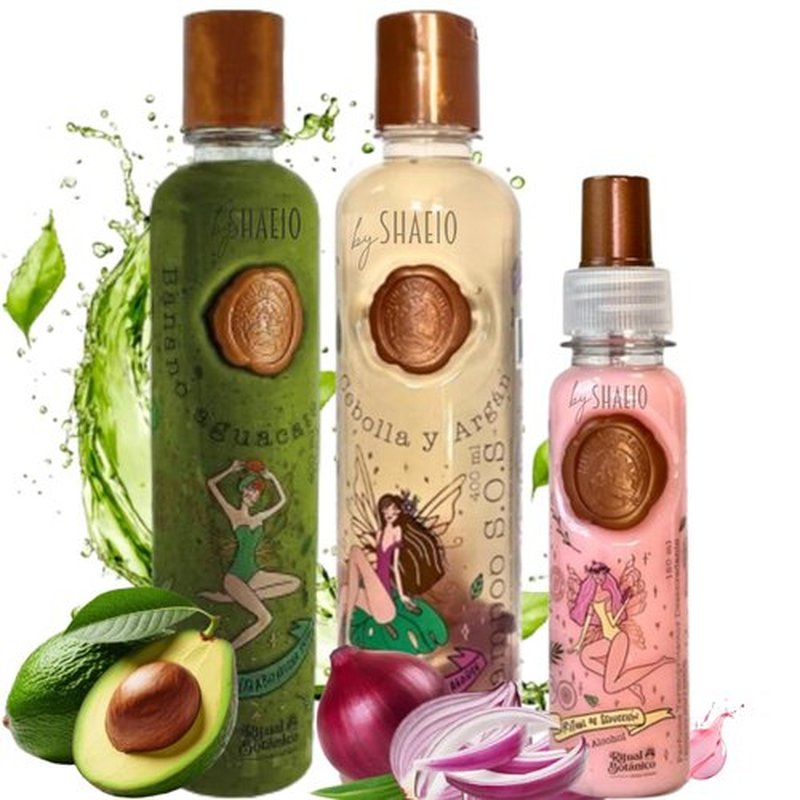 RITUAL BOTANICO KIT3 Crecimiento Acelerado y Reparación del Cabello: Shampoo de Cebolla S.O.S. + Tratamiento Acondicionador Intensivo PLEX + Perfume termoprotector con ferormonas PACK 3