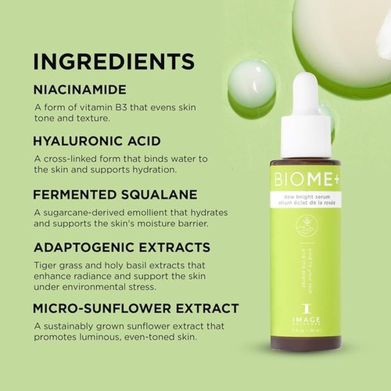 IMAGE Skincare BIOME+ Dew Bright Serum - Microbiome-Friendly Facial Serum for Enhanced Luminosity