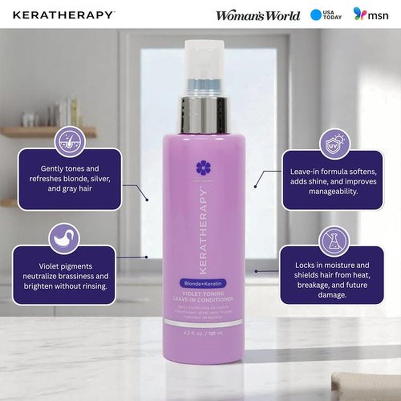 KERATHERAPY Keratin Infused Violet Toning Leave-In Protectant - Sulfate & Paraben Free, 3.7 fl. oz. for Blonde & Gray Hair