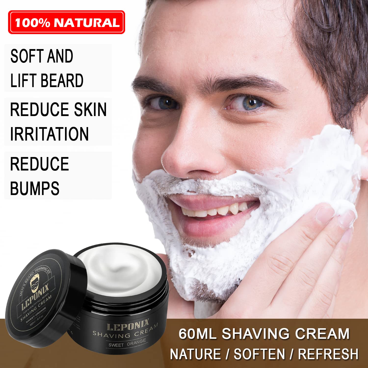 Straight Razor Shaving Kit for Men - 2 Packs Shaving Soap, Straight Edge Razor, Shaving Cream, Brush & Bowl - Unique Gifts Set for Men, Him, Dad - Stocking Stuffers,Father’s Day (Sweat Orange）
