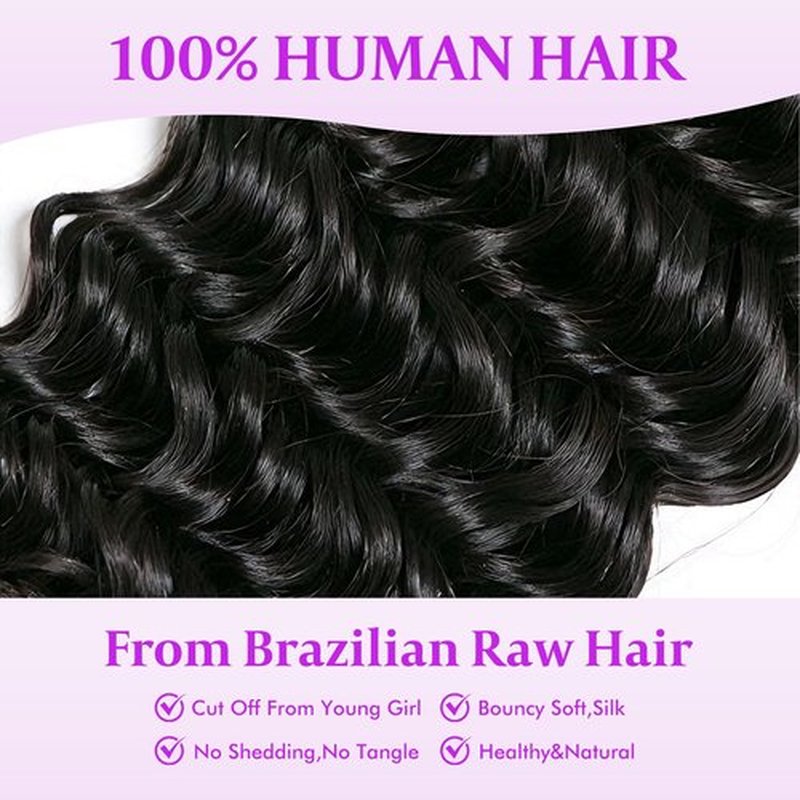 Human Hair Bundles Deep Wave 12 14 16 Inch Curly Bundle Human Hair 12A Virgin Unprocessed Brazilian 3 Bundles Hair Wet and Wavy Quick Weave Hair Extensions For Women Natural Black