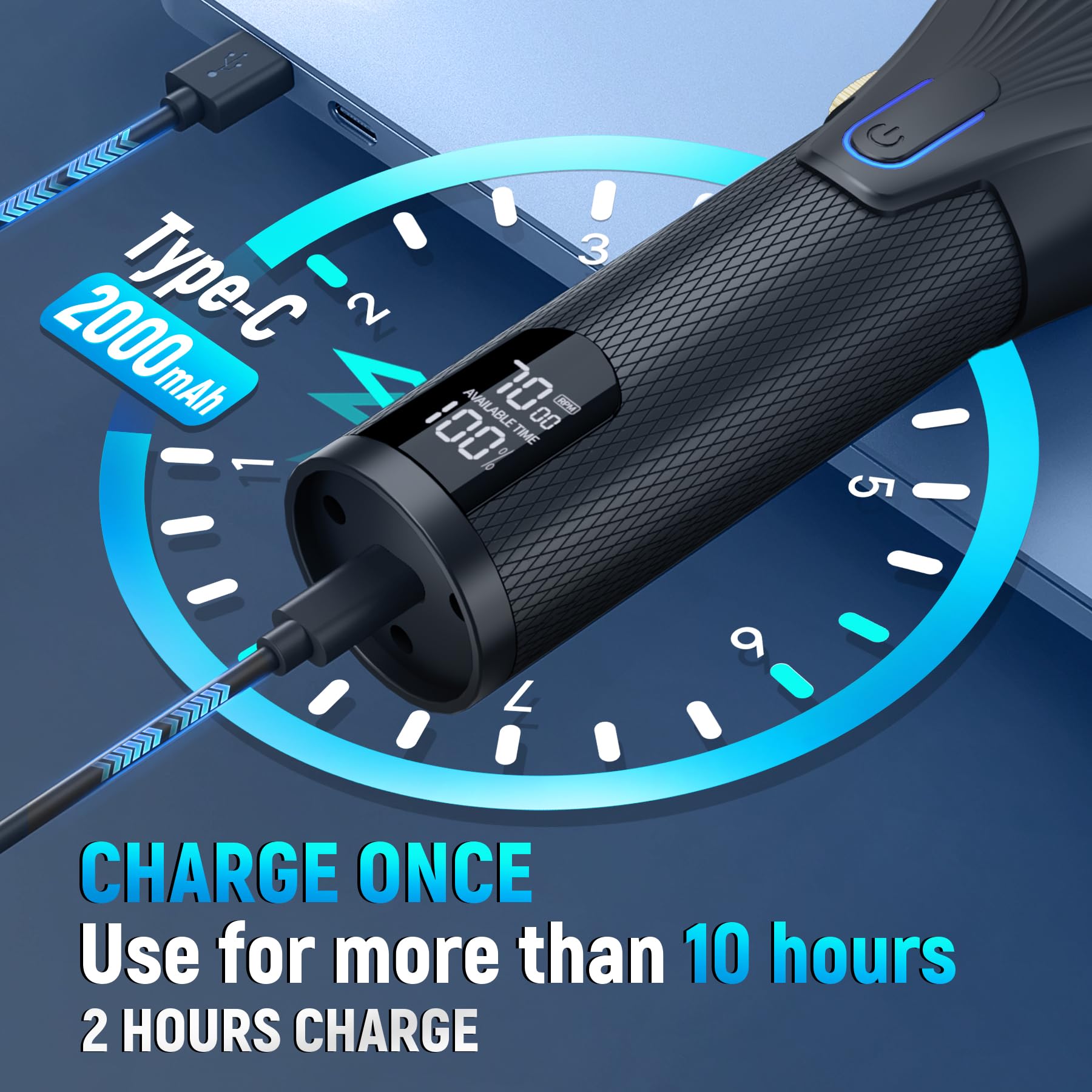 KIKIDO Hair Clippers for Men + T-Blade Trimmer Kit, Rechargeable Barber Trimmer with LCD Display & Guide Combs for Hair Cutting, Cordless Hair Clipper, Professional Clippers Set for Home Use