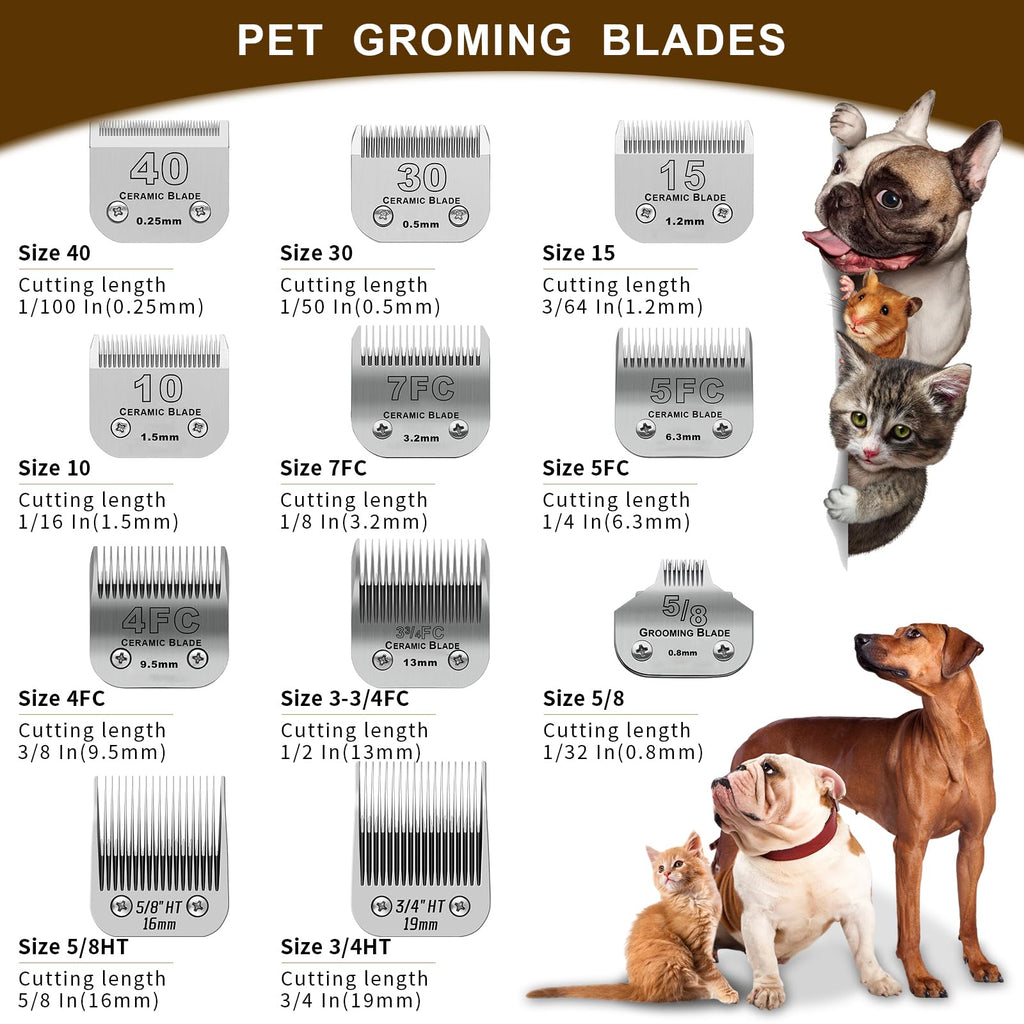 10# Grooming Ceramic Pet Clipper Blades Compatible with Andis & Oster A5