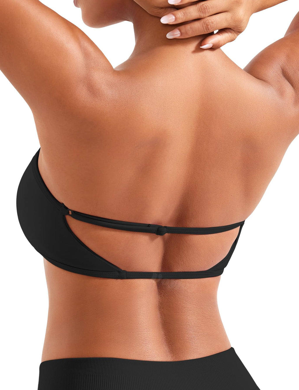 VOYJOY Impact Bandeau Bra Workout Strapless Basic Tank Top Adjustable Back