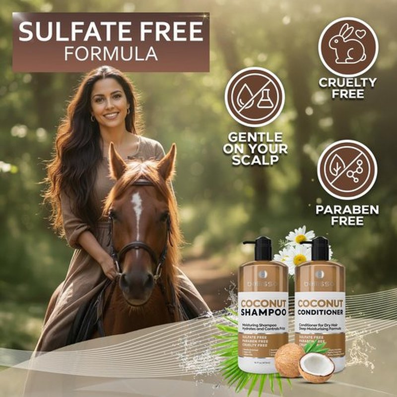 Skiennix Coconut Shampoo & Conditioner Set - Sulfate-Free, Deep Moisturizing Formula for All Hair Types | 16 Fl Oz (Set of 2)
