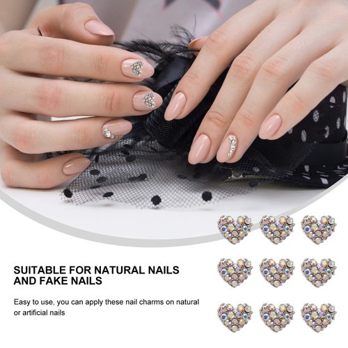 Beaupretty 20Pcs Heart Rhinestone Nail Art Decals 3D Flat Back Gems for Diy Manicure and Body Decoration