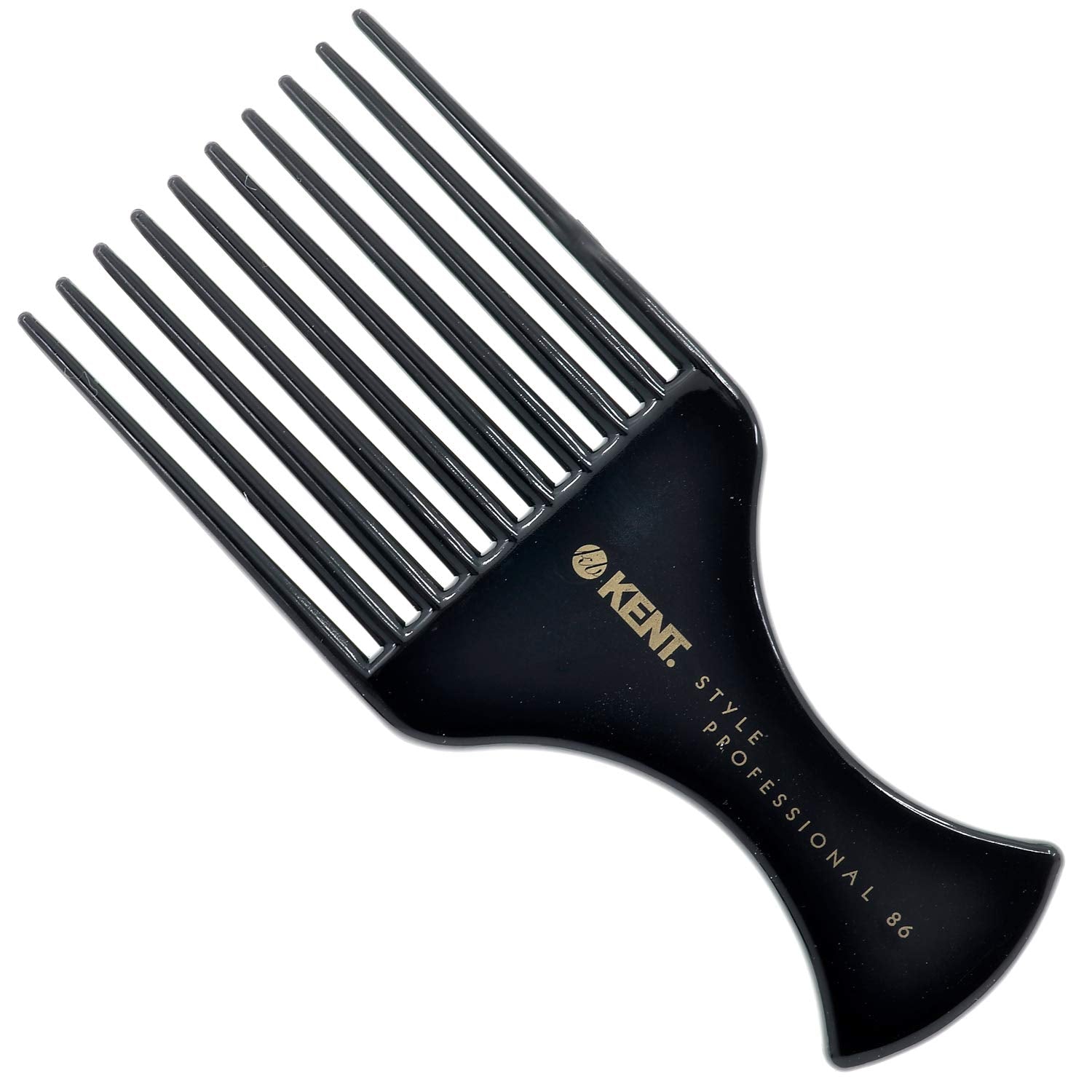 Kent SPC86 Black Salon-Style Professional Pick and Barber Comb - Afro Parting Comb for the Care of Curly and Thick Hair - Sleek style comb,Anti-Fatigue with a Rubberized Professional Finish