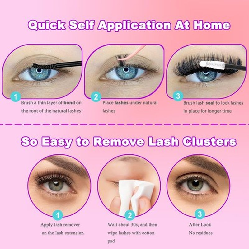DAODER Cluster Lashes Natural Look 640pcs Wispy Lash Clusters 9-13mm Short Eyelash Extension With 30D+40D+50D+60D Mixed Lash Book D Curl Natural Lash Extension (30D+40D+50D+60D 9-13MM)