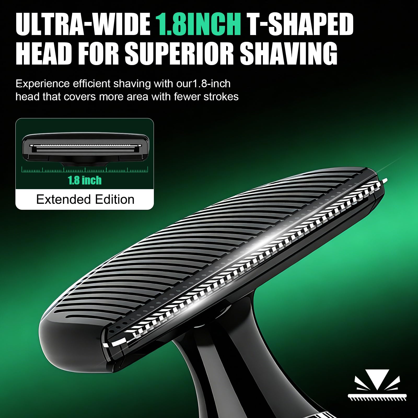 Back Shaver for Men, 5 in 1 Men Back Shaver with Long Handle, Green