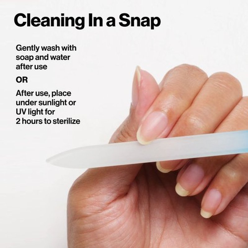 Revlon Glass Nail File, Manicure Tool for Shaping Natural Fingernails, Self-Cleaning with Bacteria Shield Technology, 1 Count