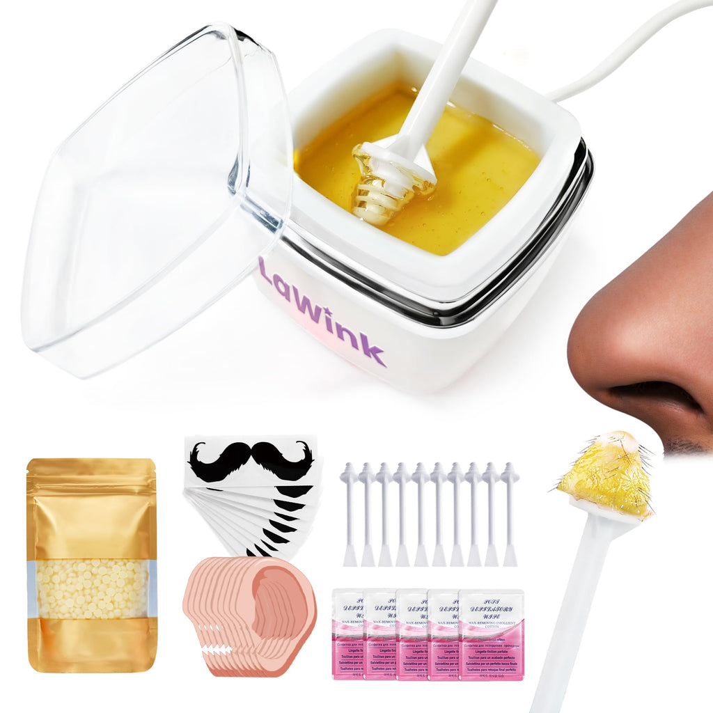 LaWink Nose Wax Kit Men,Portable Ear Nose Hair Waxing Kit, with 100g Wax, Mini Waxing Warmer Travel Waxing Warmer for Hair Removal, Silicone Pots, Usb Rapid Heating, Painless