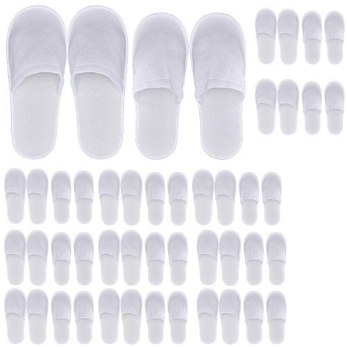 KRISMYA 24 Pairs Spa Slippers,Closed Toe Disposable Slippers,Non-Slip Slippers Fit Size for Men and Women for Hotel Home Guest Used,White