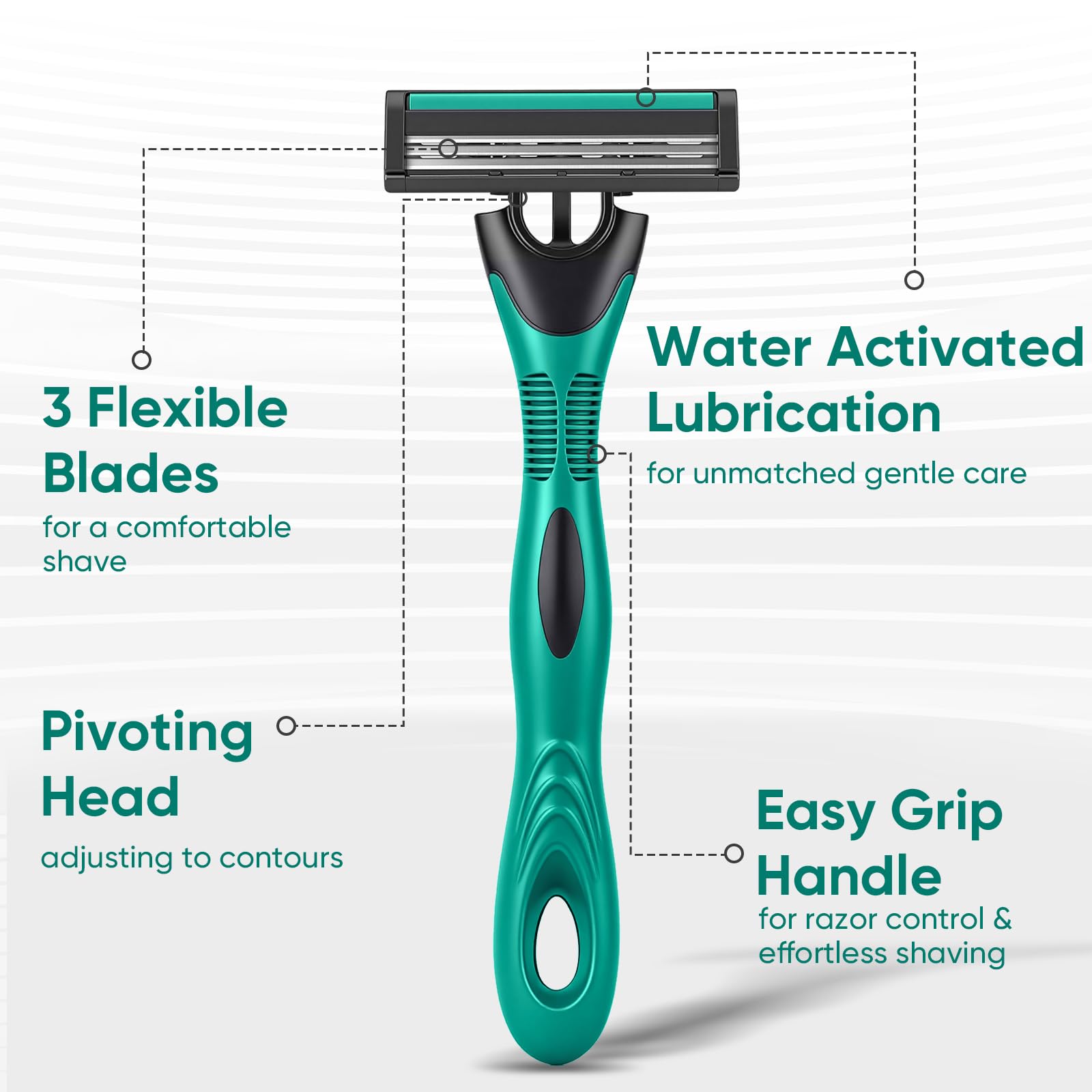 Comfycheer 50 count Disposable Razors Blades for Men，3-Blade Razors，Bulk Stainless Steel Shavers with Lubricating Strip for Shaving Sensitive Skin