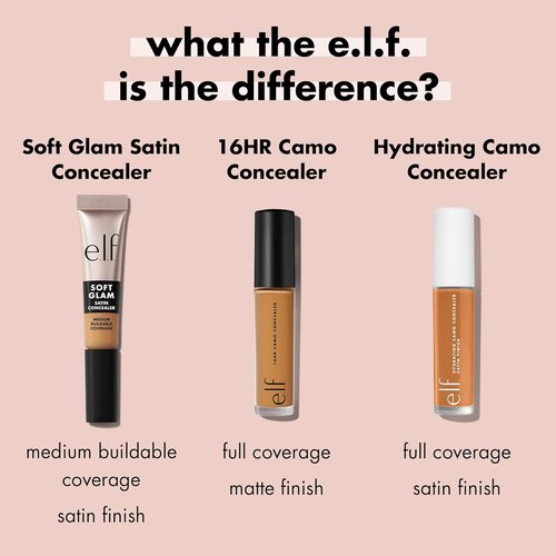 e.l.f. Soft Glam Satin Concealer - Medium Coverage, Crease-Resistant, Long Lasting, Vegan | 13 Fair Neutral