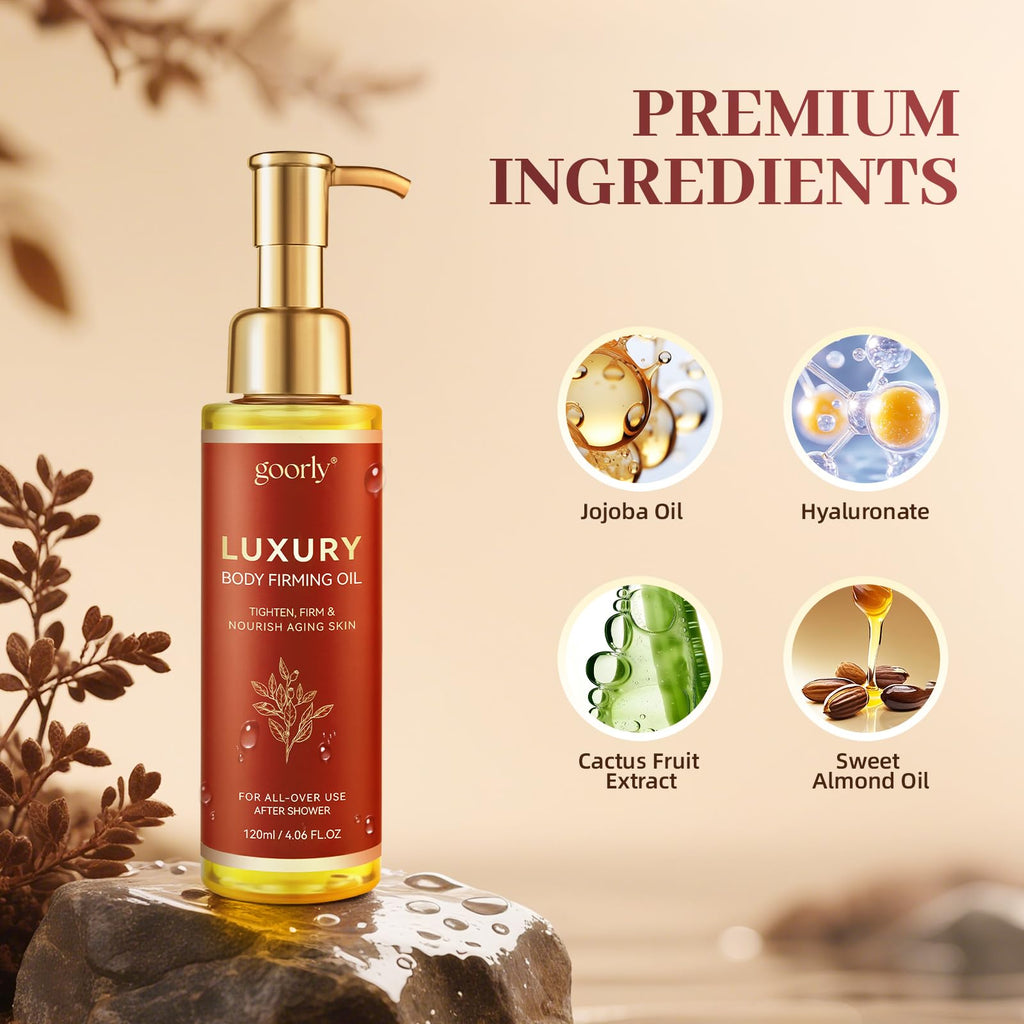 Body Firming Oil, Luxury Skin Oil For Arms Natural Plant Oils, For Arms, Legs, Stomach&Body, Lightweight Non-Greasy Firms All Over Skin, Deeply Moisturizes, After Shower Body Oil for Women, 4.06 fl oz