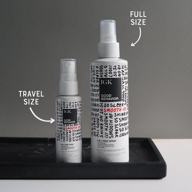 IGK Good Behavior 4-in-1 Prep Spray Travel Size - Detangles, Controls Frizz & Protects Hair | 2.0 Fl Oz (Pack of 2)