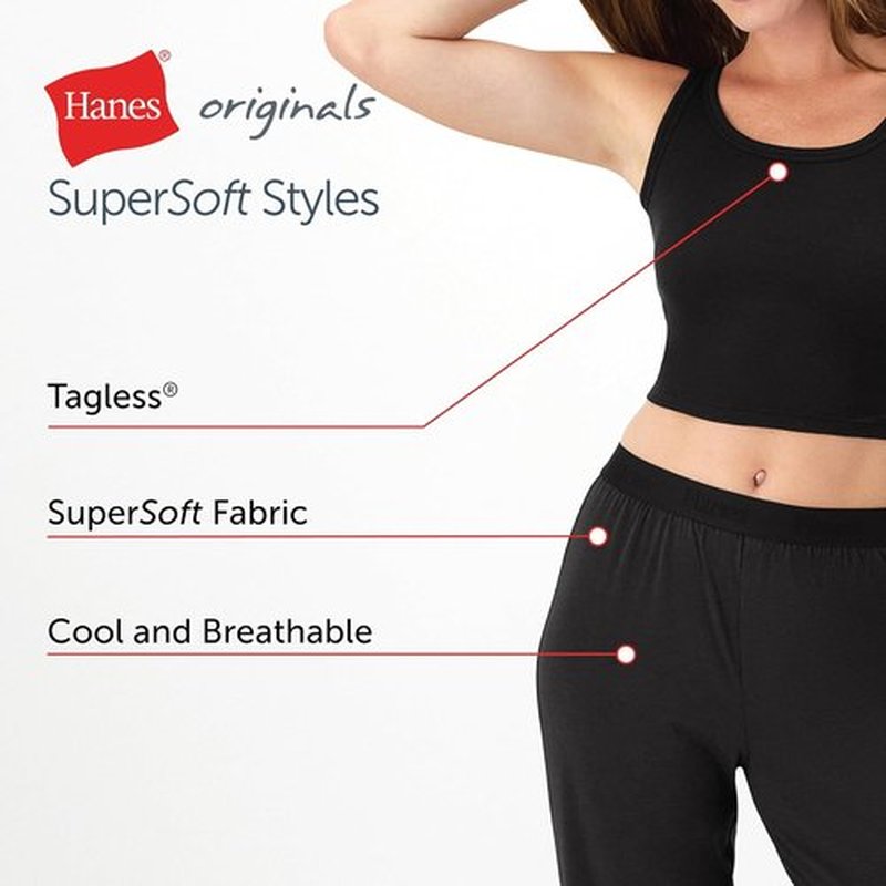 Hanes Women's Comfywear 2-Piece Crop Tank & Lounge Pants Set - SuperSoft Fabric, Stylish Comfort