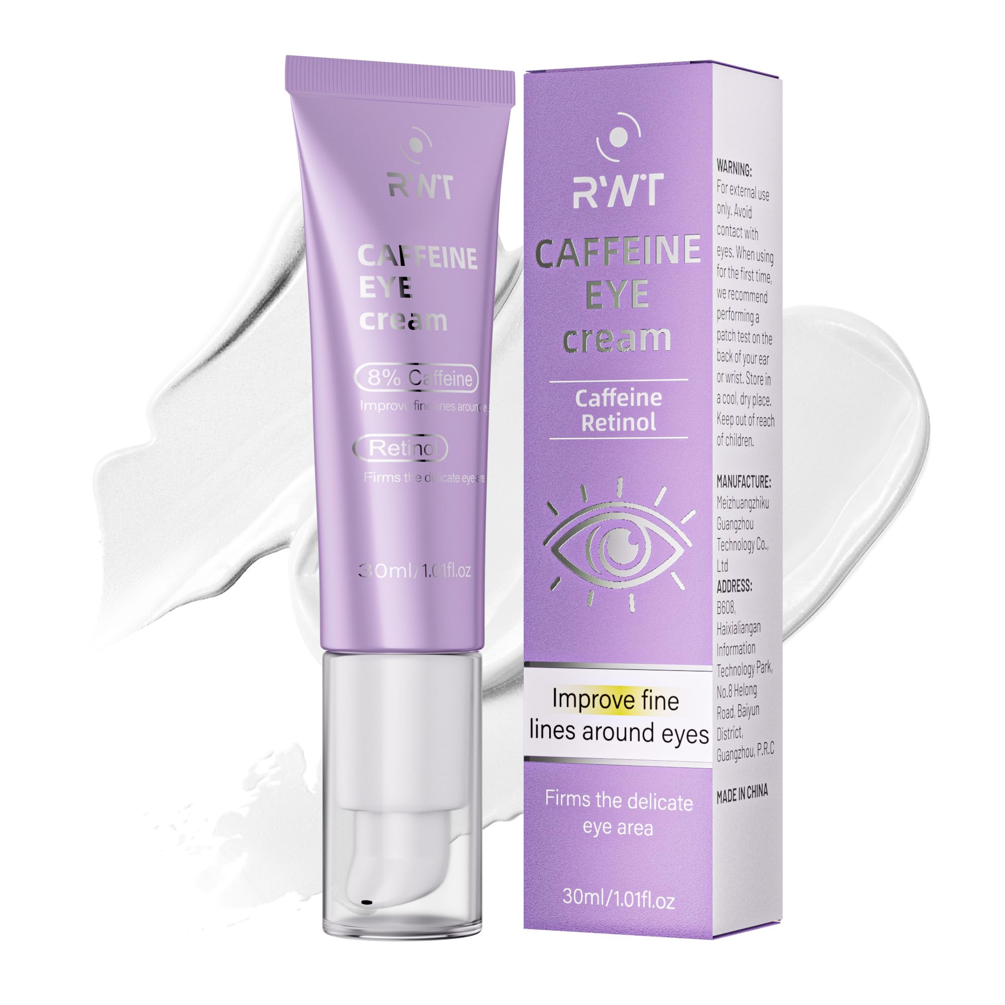 5% Caffeine Eye Serum & Under Eye Cream for Dark Circles and Puffiness Eye Care Eye Roller Serum with 360° Massage Ball Eye Treatment Serum Under Eye Roller Cream for Women Reduce Wrinkles Fine Lines