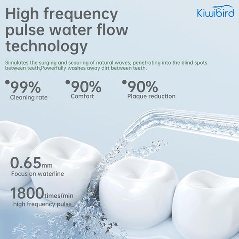 **KIWIBIRD Mini Water Flosser - Ultra-Portable Cordless Oral Irrigator with UVC Light, 3 Modes, 230mL - Travel & Home Use (Purple)**