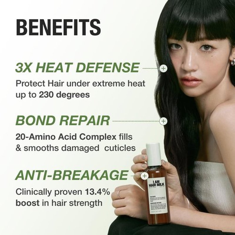 JUST AS I AM Hair Milk (4.39 fl oz) – Amino Acid Complex Heat Styling Care for Smooth, Soft, and Manageable Hair Finish