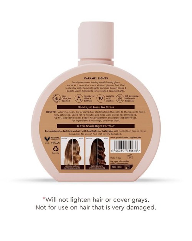 Glaze Super Gloss Color Conditioning Gloss - Caramel Lights for Medium to Dark Brown Hair | Enhances Color & Boosts Shine