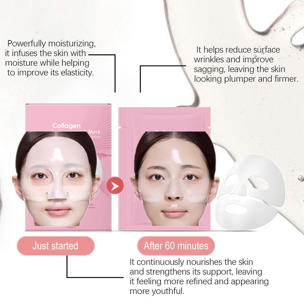 LOYOTICE 4PCS Bio-Collagen Face Mask Overnight,Bio Collagen Glow Up Mask 2.0,Real Deep Hydrating Collagen Mask for Glass Glowing Skin, Wrinkle Reduction & Elasticity,Pore Minimization