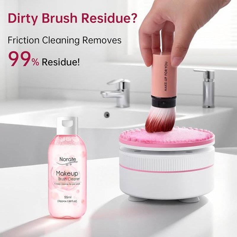 Norate Electric Makeup Brush Cleaner - Automatic Spinning Washer with 1.98 Fl.Oz Cruelty-Free Shampoo | Ideal Gift for Makeup Lovers