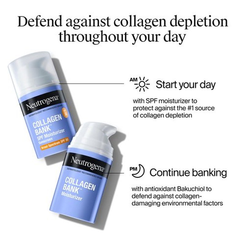 Neutrogena Collagen Bank Face Moisturizer, Daily Anti-Aging Face & Neck Firming Collagen Cream, Bakuchiol & Micro-Peptides Face Lotion, Support Skin’s Natural Collagen for Visibly Plump Skin, 2 fl. oz