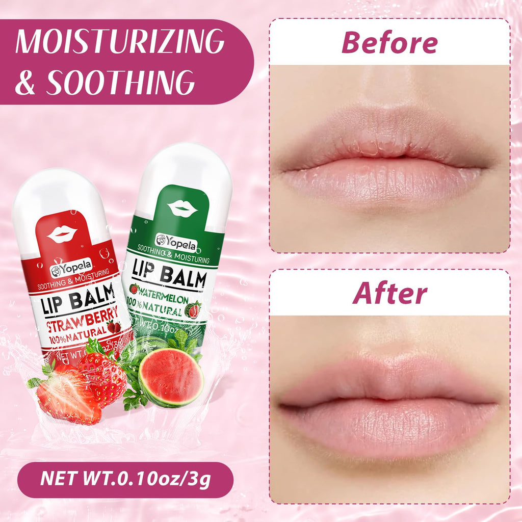 Yopela Mini Lip Balm Bulk 32 Pack, Natural Lip Balms with Vitamin E and Coconut Oil, Moisturizing and Nourishing Dry Cracked Lips,14 Flavors Chap Sticks Small Gift Party Favors for Kids Adults