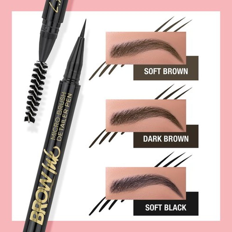 L.A. Girl Brow Ink Micro Brush Detailer Pen, Dark Brown GBP346