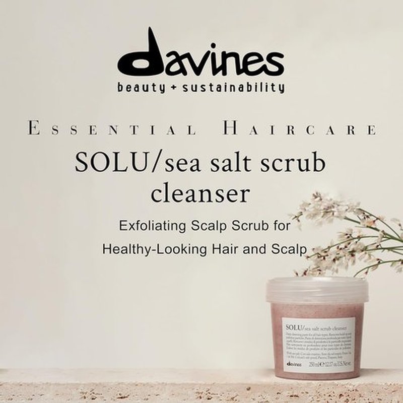 Davines SOLU Sea Salt Scrub Cleanser - Gently Removes Residues for Normal to Heavily-Styled Hair | 8.45 Fl Oz