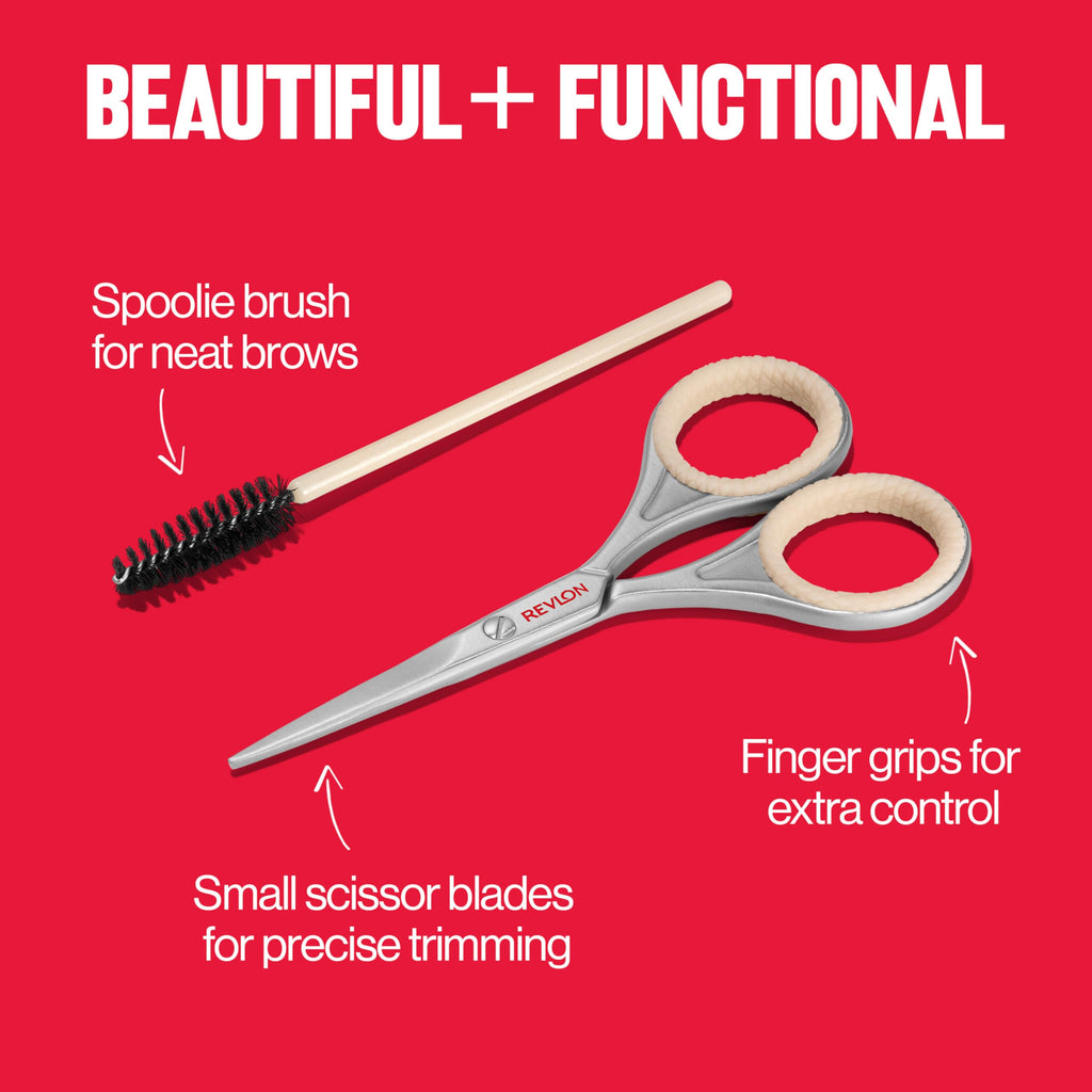 Revlon Designer Series Brow Set, Trimming and Shaping Eyebrow Kit with Scissors and Spoolie Brush, Easy to Use at Home or on The Go, 1 Count