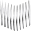 WILLBOND 10 Pcs Stainless Steel Tweezers Lab Forceps Long Tweezers with Flat Round Tip Hair Removal Tweezer Garden Tweezer Serrated Tip Straight 5 Inch for Plants, Craft, Electrical Repair