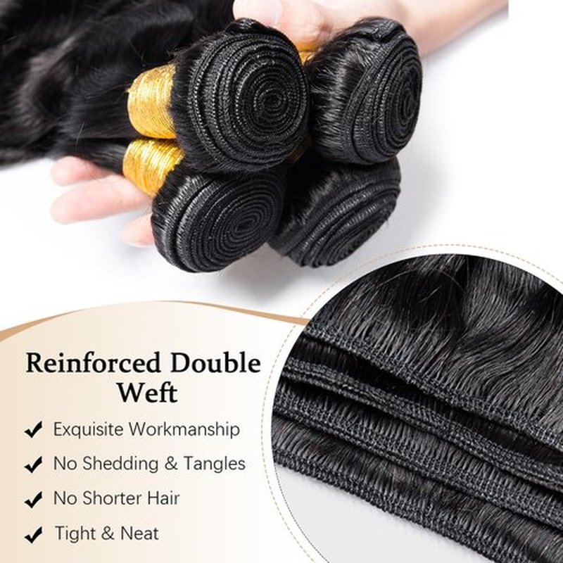 12A Human Hair Bundles 16 18 20 22 Inches Body Wave Bundles Human Hair 100% Unprocessed Brazilian Virgin 4 Bundles Human Hair Extensions Quick Weave Natural Black
