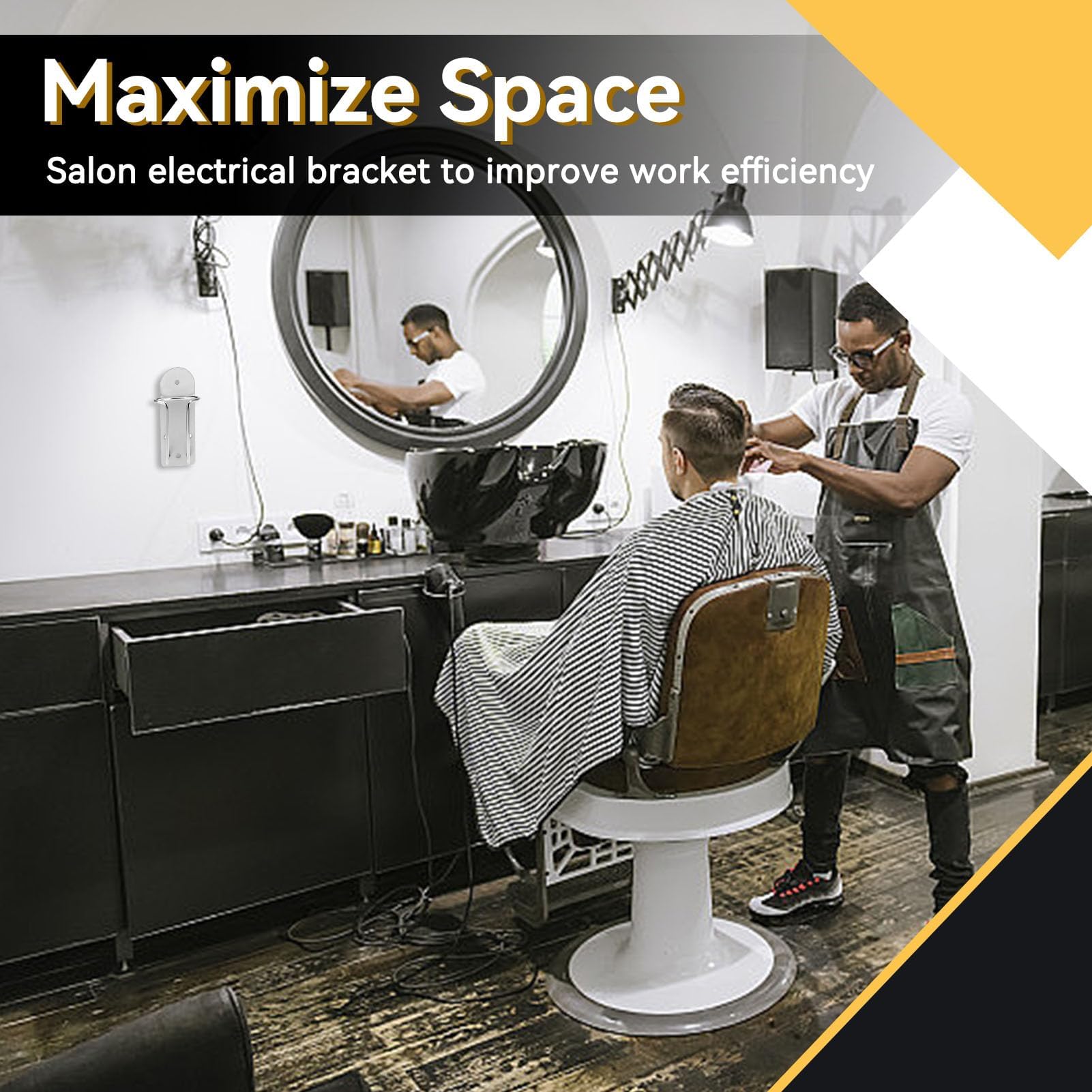 Agatige Electric Shaver Holder, Stainless Steel Wall Mounted Hair Clipper Organizer Stand Electric Hair Trimmer Cutter Rack Barbershop Accessories for Home Salon (Silver, 1PCS)