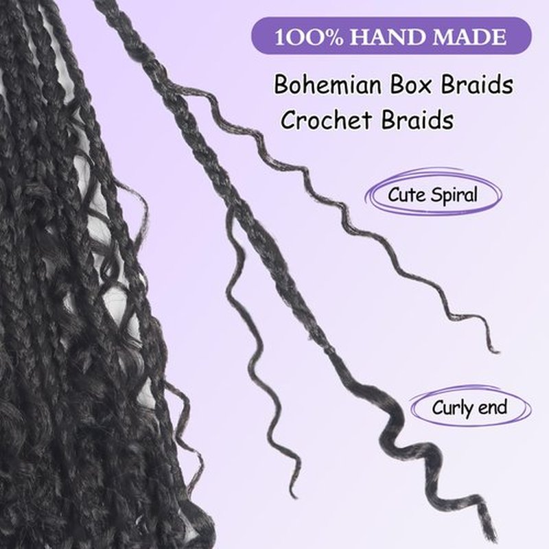 Mebeli Goddess box braids Crochet Hair,10inch Pre Looped Crochet Boho Braids with curly Ends,8pcs Boho Box Braids Crochet Hair Extensions for Black Women