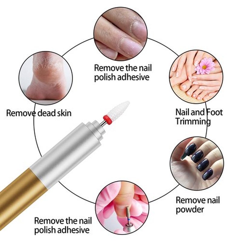 Electric Nail Drill with Smooth Variable Speed Control - Professional Nail File Machine for Acrylic/Gel Nails, Manicure/Pedicure Use, Includes Multiple Grinding Bits (Gold Tail)